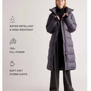 Quince Responsible Down Puffer Long Coat Storm Blue Large New With Tags